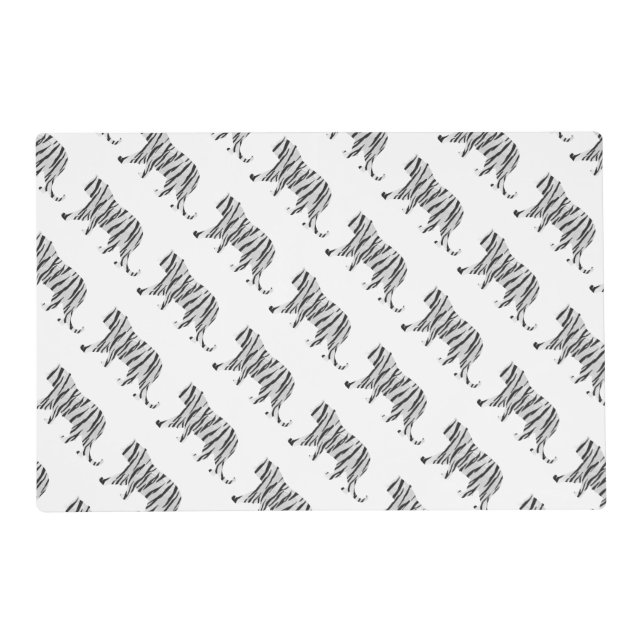 Silhouette Tiger Black and White Placemat (Front)