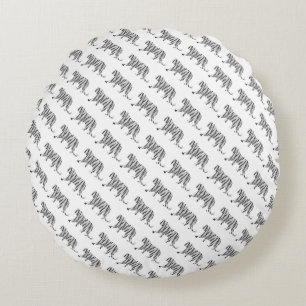 Silhouette Tiger Black and White Round Pillow