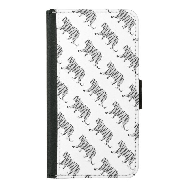 Silhouette Tiger Black and White Samsung Galaxy Wallet Case (Front)