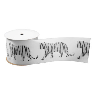 Silhouette Tiger Black and White Satin Ribbon