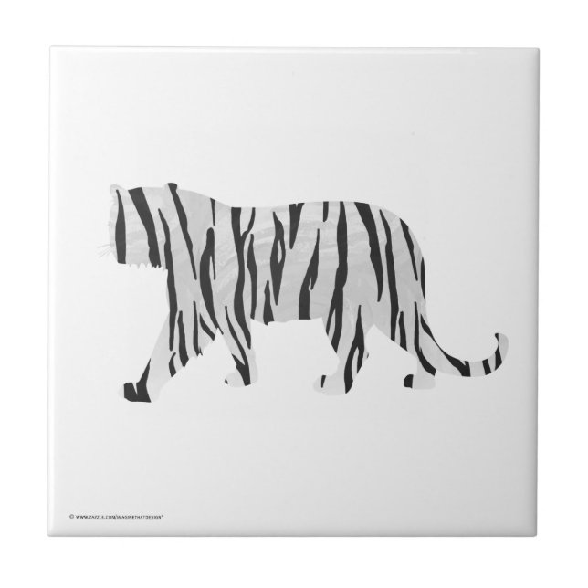 Silhouette Tiger Black and White Tile (Front)