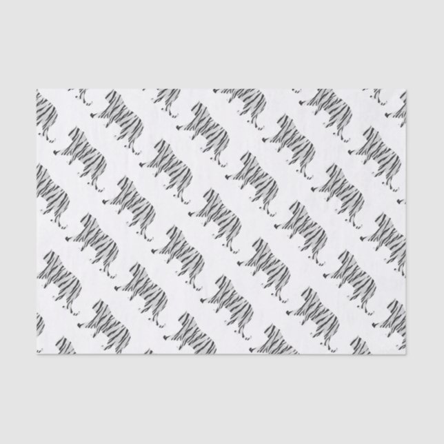 Silhouette Tiger Black and White Tissue Paper (Front)