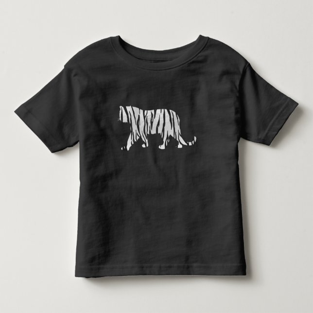 Silhouette Tiger Black and White Toddler T-shirt (Front)