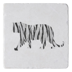 Silhouette Tiger Black and White Trivet