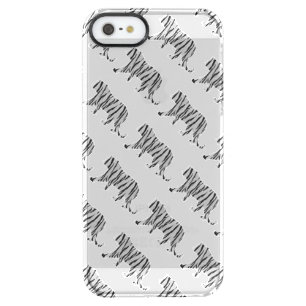 Silhouette Tiger Black and White Clear iPhone SE/5/5s Case