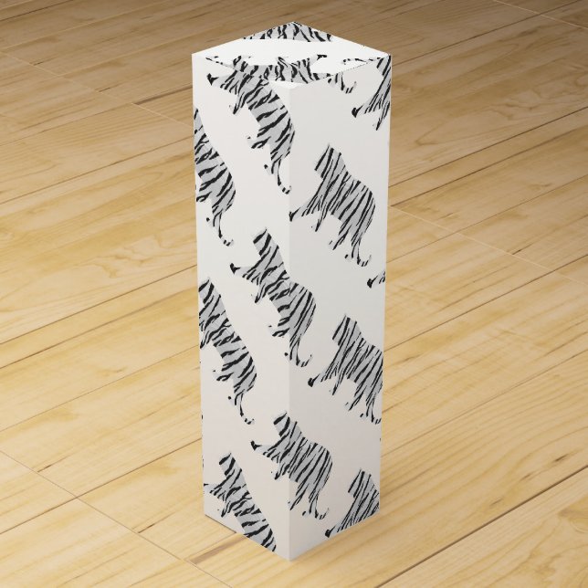 Silhouette Tiger Black and White Wine Gift Box (Front)