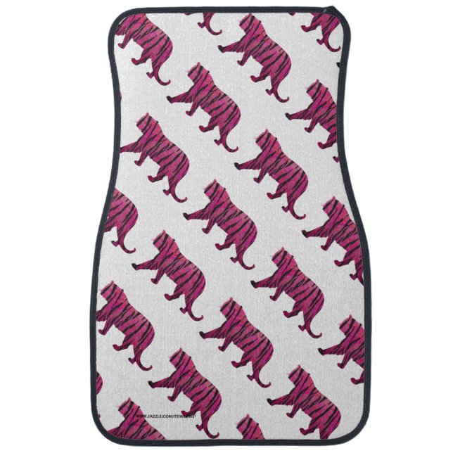 Silhouette Tiger Pink and Black Car Mat (Front)