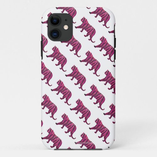 Silhouette Tiger Pink and Black iPhone 11 Case