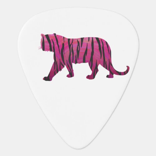 Silhouette Tiger Pink and Black Guitar Pick