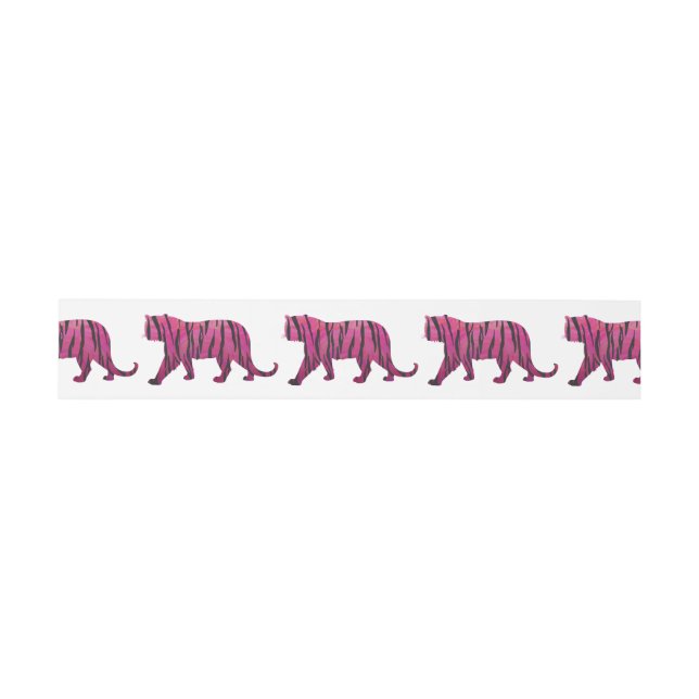 Silhouette Tiger Pink and Black Invitation Belly Band (Flat)
