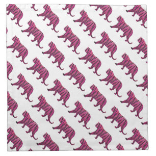 Silhouette Tiger Pink and Black Napkin