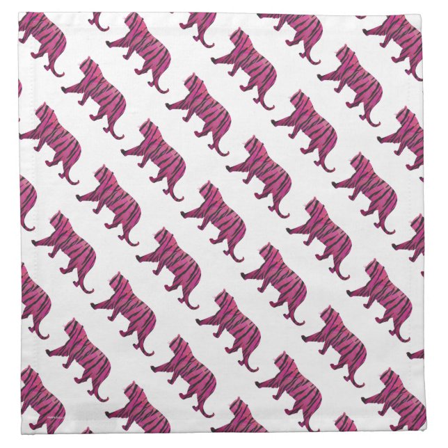 Silhouette Tiger Pink and Black Napkin (Front)