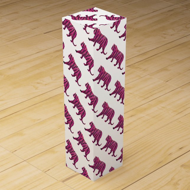Silhouette Tiger Pink and Black Wine Gift Box (Front)