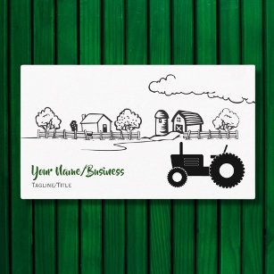 Silhouette Tractor and Charming Country Farm Business Card