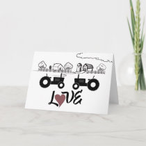 Silhouette Tractors and Farm ~ Couple in LOVE Card
