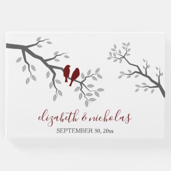 Silhouette Tree Branch Love Birds Guest Book by TheWeddingShoppe at Zazzle