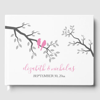 Silhouette Tree Branch Love Birds Guest Book