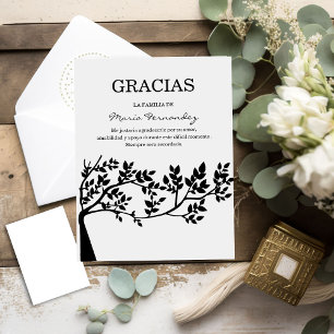 Silhouette Tree Espanol Funeral Thank You Gracias Card