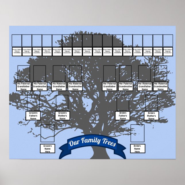 Silhouette Tree Photo Two Family Trees    Poster (Front)