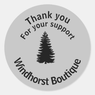 Silhouette Tree Thank you For your Support Gray Classic Round Sticker