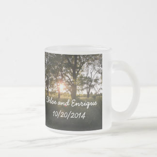 Silhouette Trees And Sunlight Personalized Weddin Frosted Glass Coffee Mug