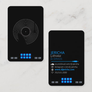 silhouette turntable disk jockey business card