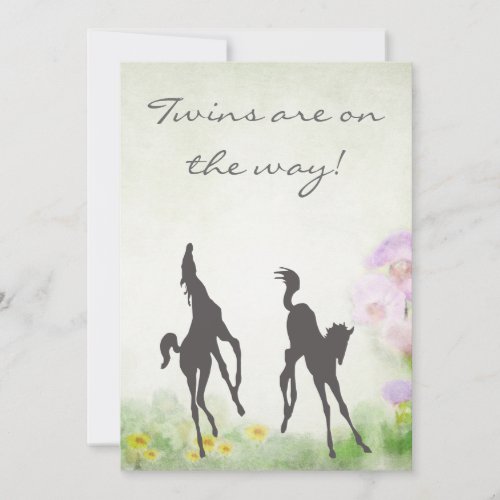 Twin Foals Horse Baby Shower Invitation