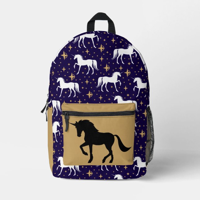 Silhouette Unicorns   Printed Backpack (Front)