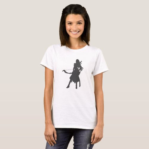Silhouette warrior woman _ Choose background color T_Shirt
