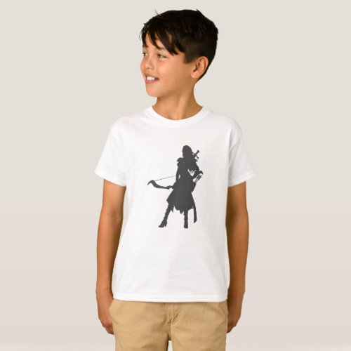 Silhouette warrior woman _ Choose background color T_Shirt