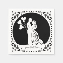 Silhouette Wedding Couple White paper napkins