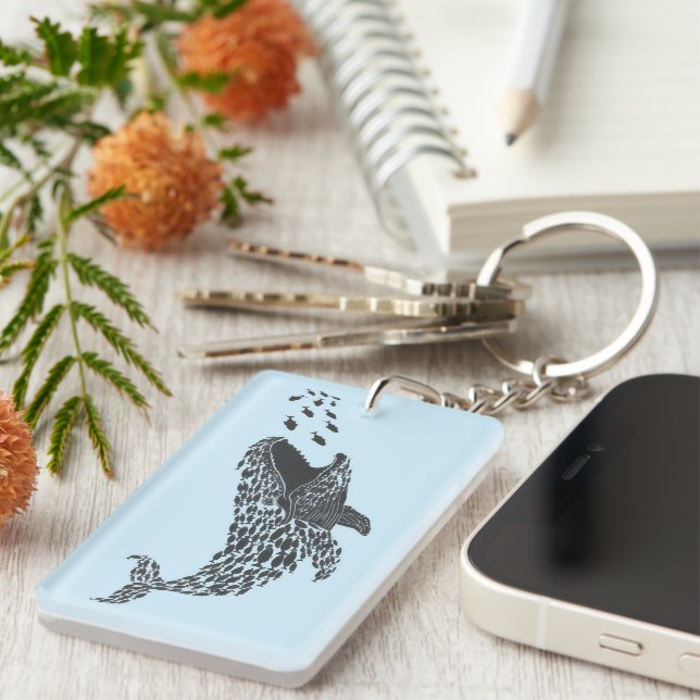 Silhouette Whale Keychain (Front Right)