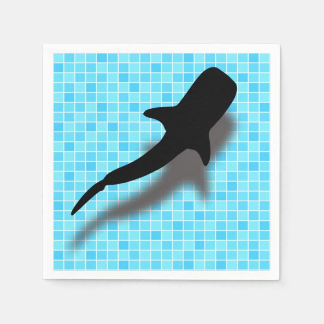 Silhouette Whale Shark in Swimming Pool Napkins (Front)