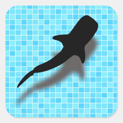 Silhouette Whale Shark in Swimming Pool Square Sticker