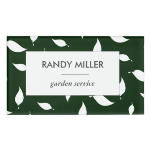 Silhouette white leaves green name tag