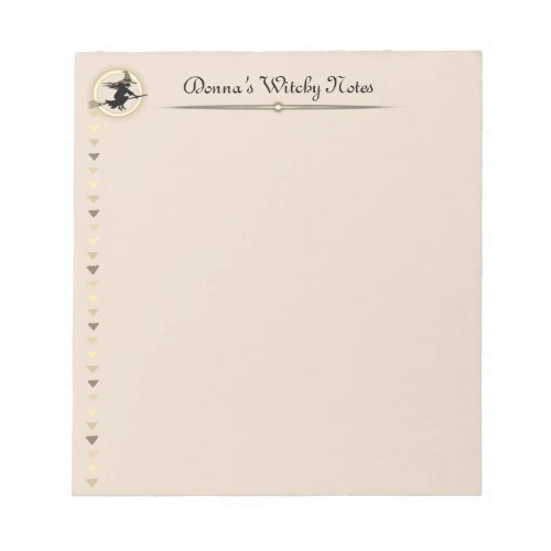 Silhouette Witch Broomstick Moon Cream Personal  Notepad