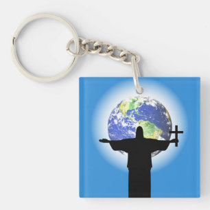 Silhouette with a cross keychain