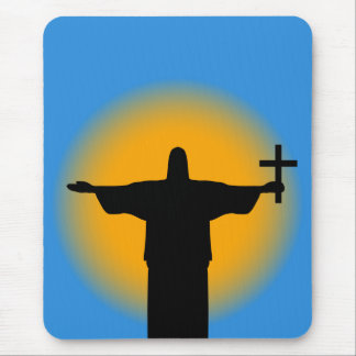 Silhouette with a cross mouse pad