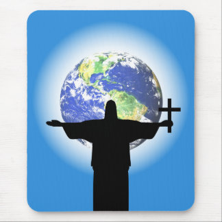 Silhouette with a cross mouse pad
