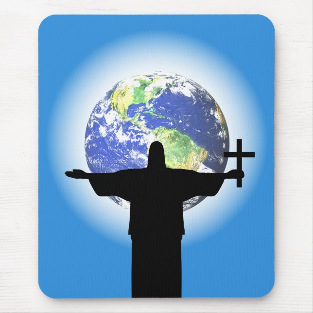 Silhouette with a cross mouse pad (Front)