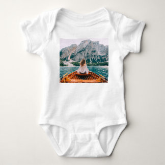 Silhouette Woman Alpine Lake Nature Baby Bodysuit