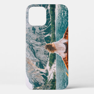 Silhouette Woman Alpine Lake Nature iPhone 12 Case