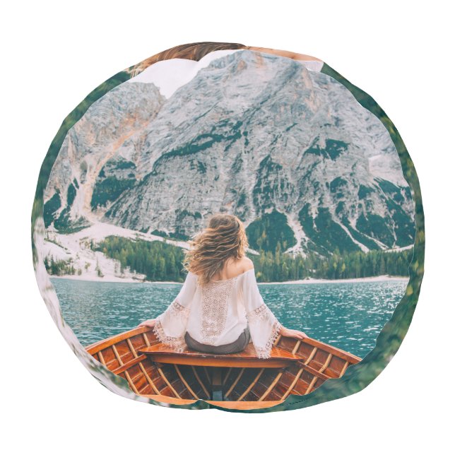 Silhouette Woman Alpine Lake Nature Pouf (Bottom)