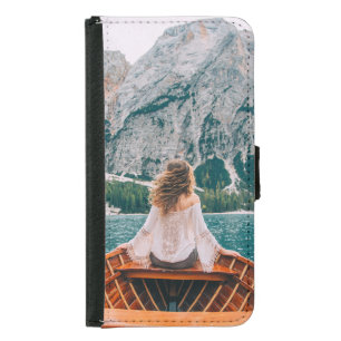 Silhouette Woman Alpine Lake Nature Samsung Galaxy S5 Wallet Case