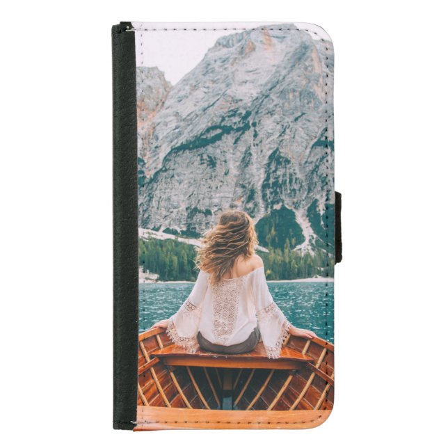 Silhouette Woman Alpine Lake Nature Samsung Galaxy Wallet Case (Front)