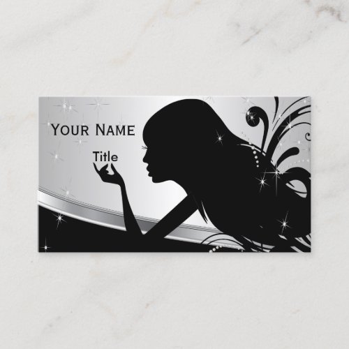 Silhouette Woman Hair Stylist Business Card