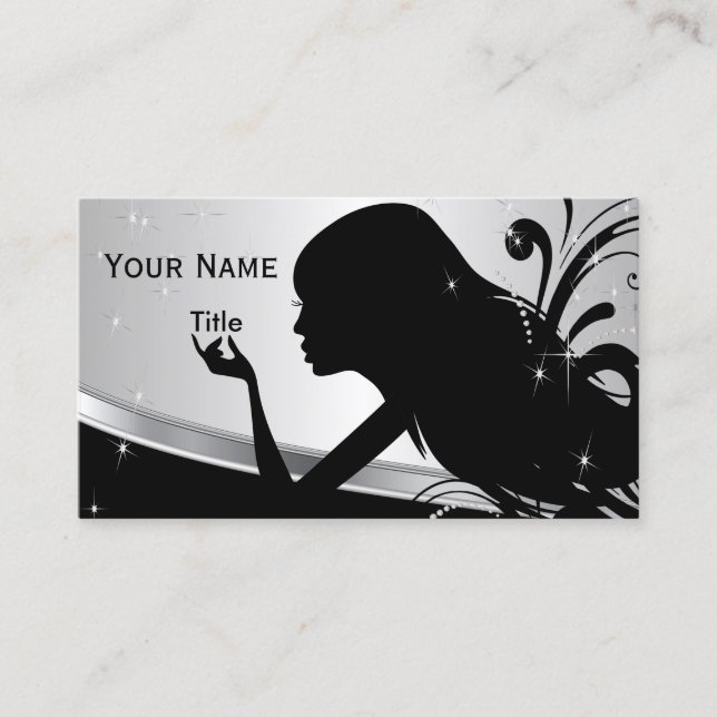 Silhouette Woman Hair Stylist Business Card (Front)