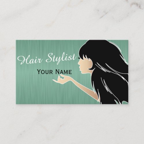 Silhouette Woman Hair Stylist Business Card