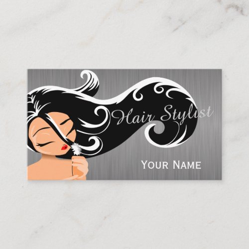 Silhouette Woman Hair Stylist Business Card