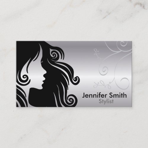 Silhouette Woman Hair Stylist Business Card